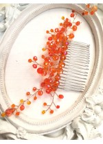 Гребен- украса за коса с кристали в оранжево модел Fire Kiss 